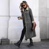 Women's Turn Down Collar Long Sleeve Denim Coat Loose Streetwear Sherpa Lined Long Trench Coat