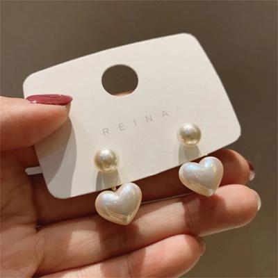 Pearl Heart Earrings Stud Earrings for Women Korean Creative Design Temperament Personality Jewelry Girl Gift Brincos