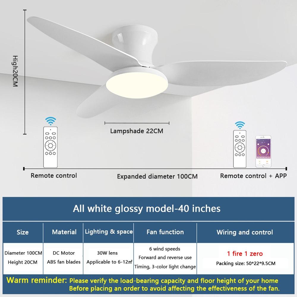 Variable Frequency Ceiling Fan Lamp Six Wind Speeds Adjustable Electric Fan Light Three Color Dimming Mobile Phone Control Fan