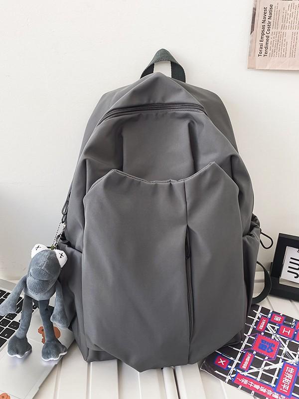 Schoolbag Large Capacity Laptop Backpack Men's and Women's Lightweight Fashion Solid Color College Student School Bag Junior High School Backpack