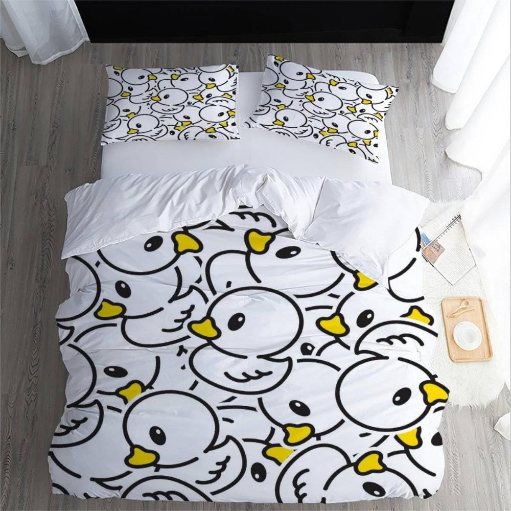 Ente Niedlich Bettbezug Flauschig Hypoallergen Bettwäscheset 3-teilig Teenager Jungen Mädchen Mikrofaser Bettset Zimmerdekoration Bettbezug