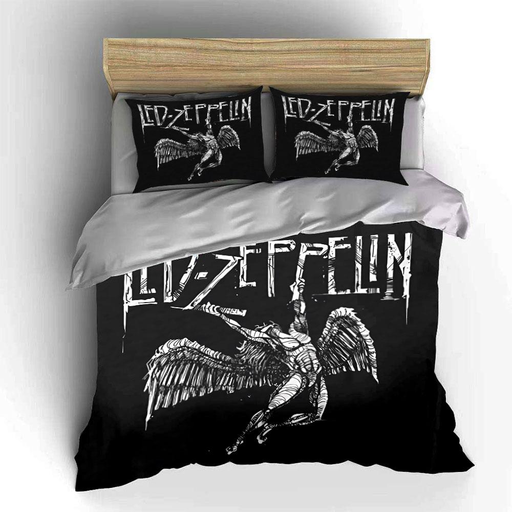 """Set Biancheria da Letto Led Zeppelin Angel" Set Copripiumino Federe  (1 * Copripiumino 2 * Federe, senza piumino)