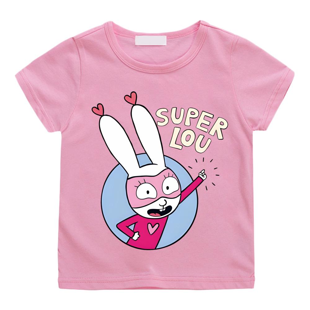 

2026new Super Lou Kids T-shirt style Simon Super Rabbit High Quality 100% Cotton Tee-shirt Round Neck Boys/girls Kawaii T Shirt 110