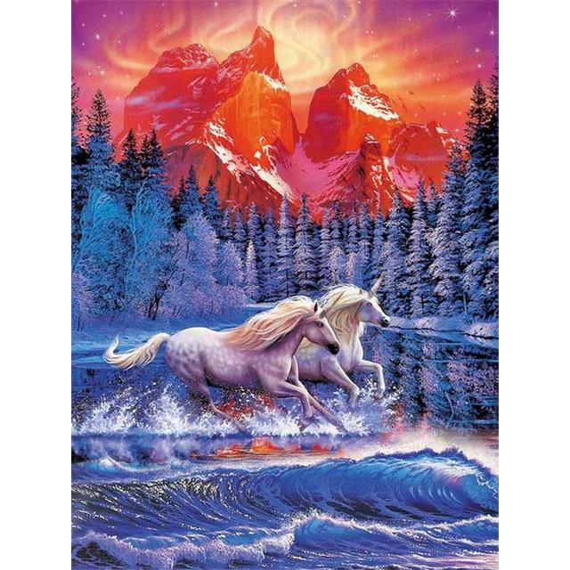Diamante Mozaic Cascada Peisaj Strass Kit Diamant Paintig Natura Pădure Broderie cu punct de cruce Cadou lucrat manual