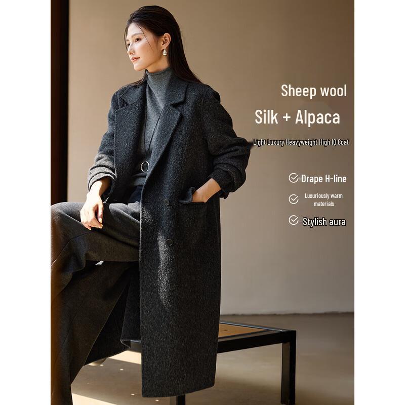 

XWI Women s Alpaca Wool Blend Mid-Length Coat S