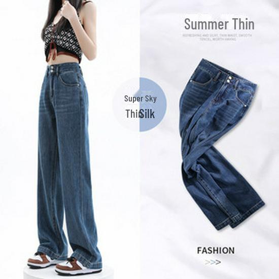 Women's High Waist Plush Wide-Leg Jeans for Fall and Winter