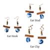 Chinese Wood Beads Earring Drop Ethnic Style Vintage Eardrop Ear Clip Tie-Dye Earrings  Travel