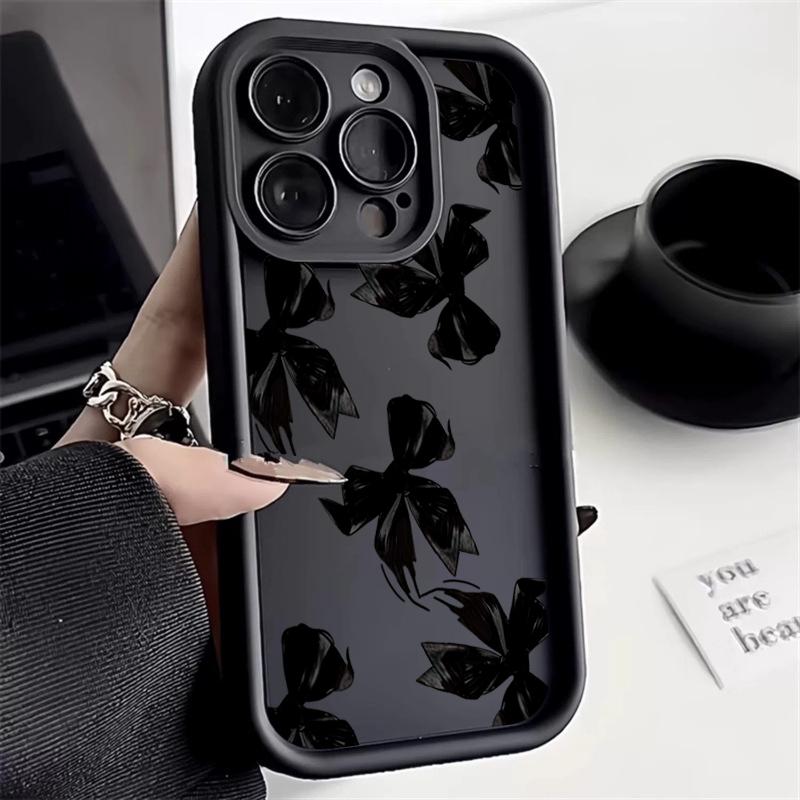 Cute Bow Pattern Silicone Soft Phone Case For iPhone 17 16 15 14 13 12 11 Pro Max 17 Air 16E XS X XR 7 8 Plus Shockproof Cover