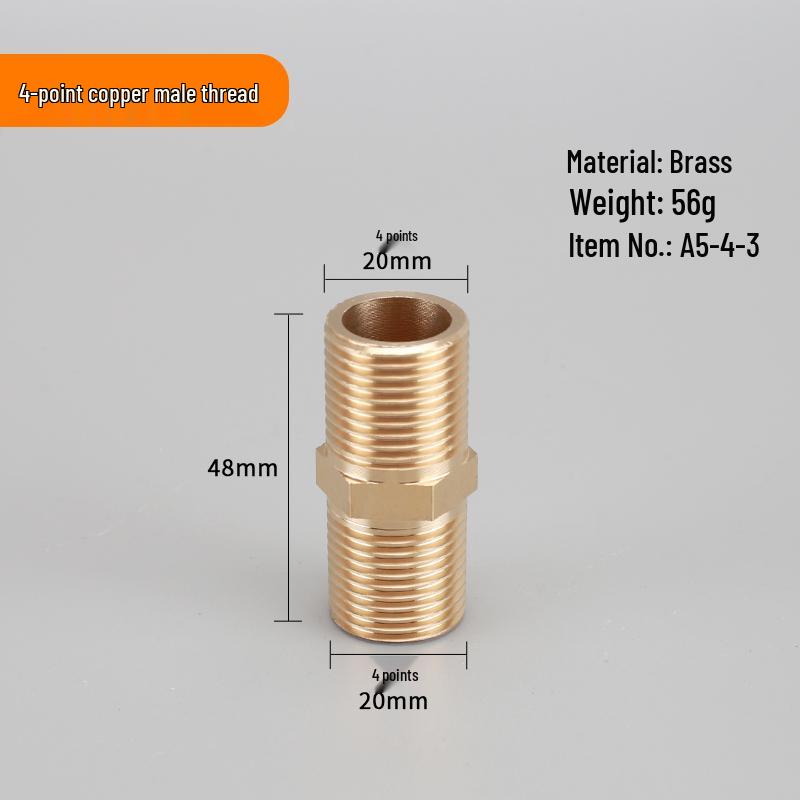 4-Point Dual Male Thread Antique Copper Pipe Extension Connector with Double Female Connection.