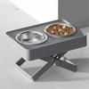 Adjustable Height Neck Protection Dog Bowl Spill-proof Double Bowl Design Dog Watering Bowl Stainless Steel Stable Pet Feeder