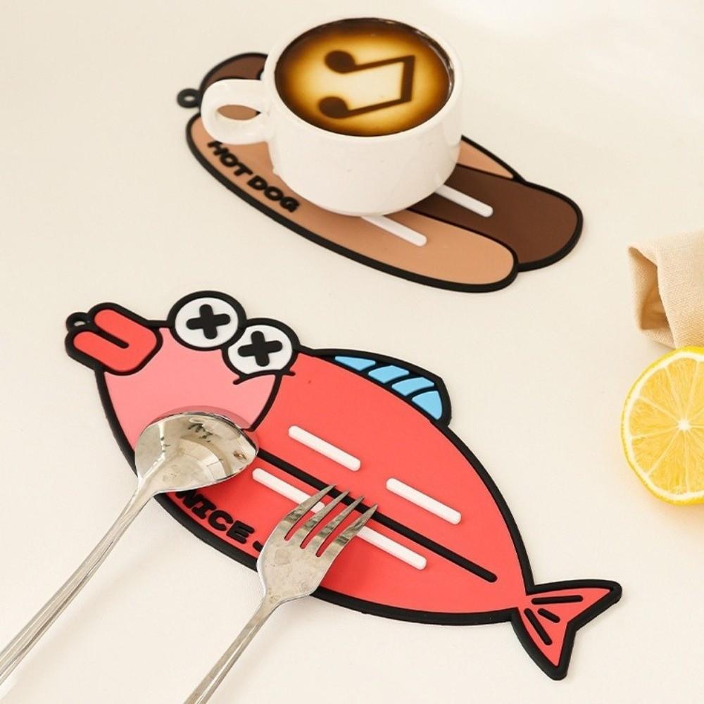 2PCS/SET Anti-Slip Spoon Storage Mat Silicone Heat-Resistant Pad  Countertop Placement