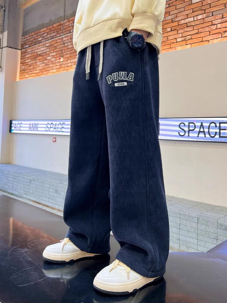 2025 Trendy Boys' Corduroy Pants - Spring/Autumn, Casual, Straight-Leg, Loose Fit for Kids
