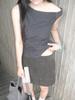Leibeu (Add Size) Check Shirring Sleeveless Blouse Vw6Mb510_2Color