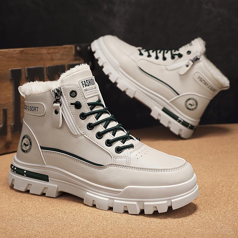 Bottes de Neige pour Homme Style Vintage - Bottes d'Hiver Mi-Mollet Décontractées avec Fermeture à Lacets, Bout Rond et Semelle en PVC Durable, Bottes d'Hiver