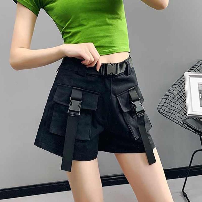 Y2k High Casual Waist Cargo Shorts Women Harajuku Loose Slim Pockets Streetwear Pants Fashion Summer Wide Leg Straight Trousures