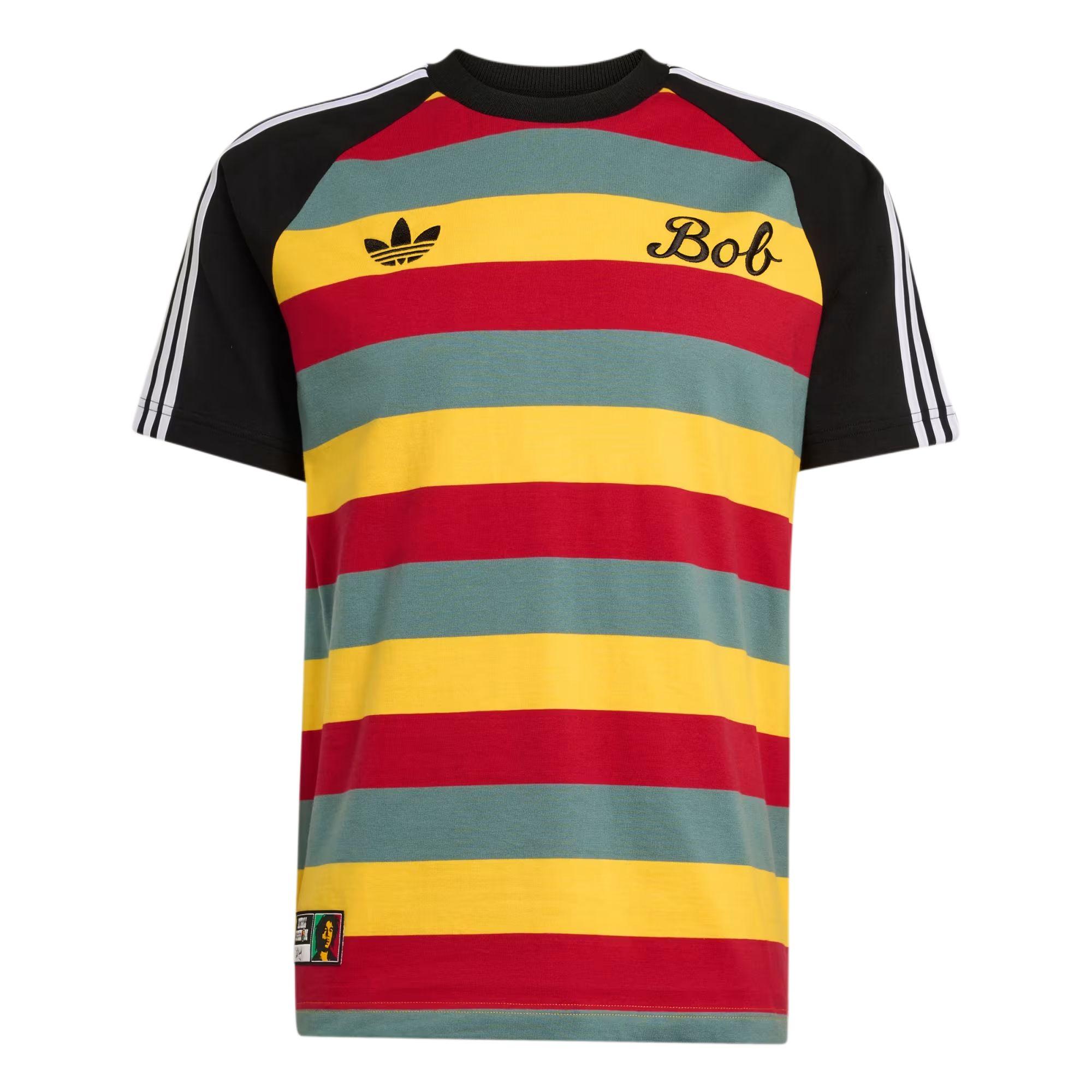 Adidas Originals X Bob Marley Striped Slim Fit Crew Neck Short Sleeve T-Shirt Men Tops JY5212 M