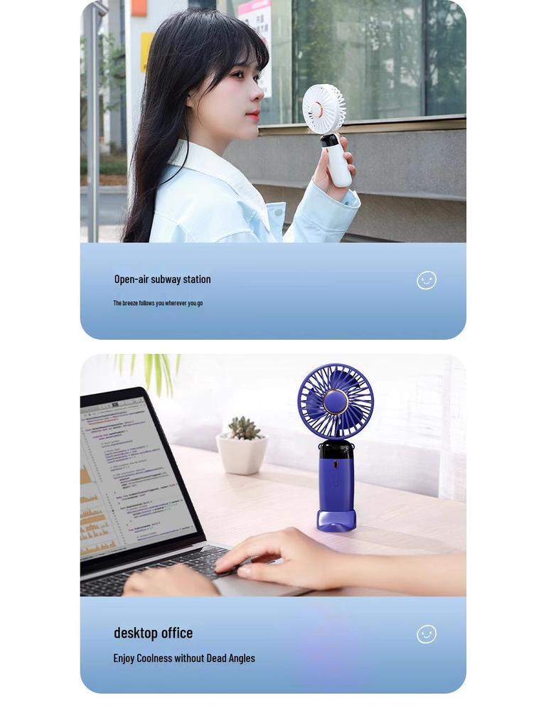 Tragbarer USB Wiederaufladbarer Mini-Tischventilator - Leise, Persönlich, Handgehaltene Kühlung für Studenten
