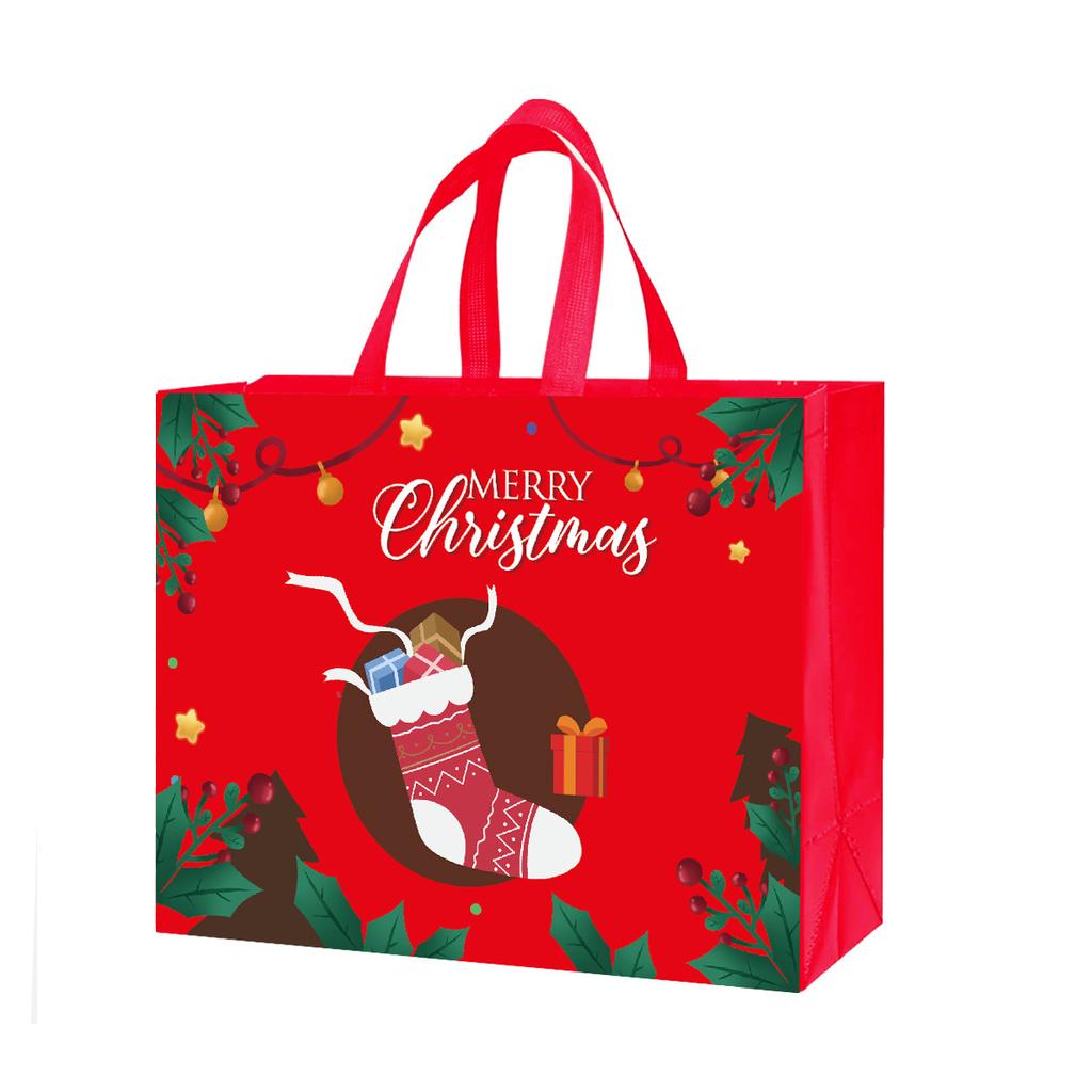 Handheld Gift Bag Christmas Non-woven Bag Portable Reusable Christmas Shopping Bag Eco-friendly Packaging Bag