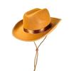 Børne Cowboyhat i Blå Denim med Brun Kant til Stranden eller Fest