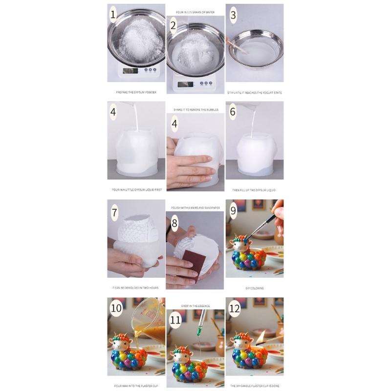 Unique Sheep Shape Silicone Planter Mould Crafting Resin Cement Candle Holder Jewelry Tray