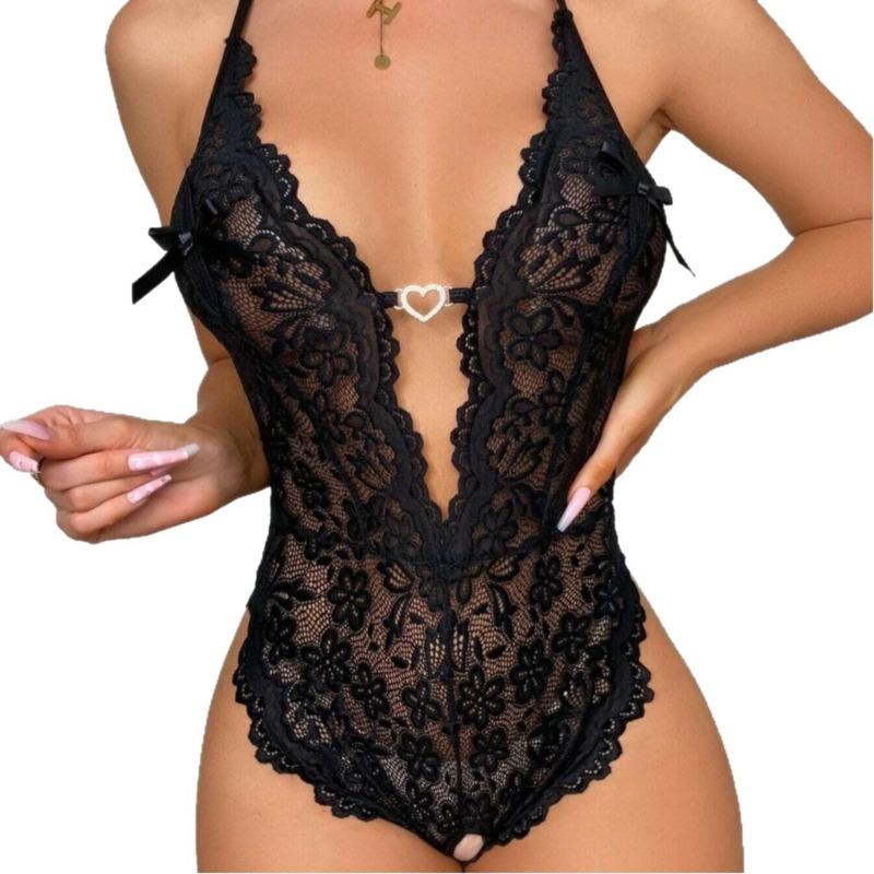 Sexy underwear new lace perspective free open crotch onesie sexy sleep