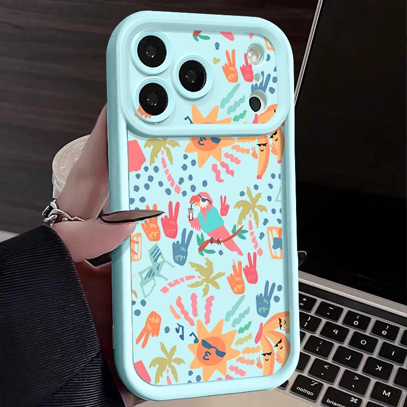 Shockproof Phone Case For iPhone 17 Pro Max Colorful Cartoon Pattern Silicone Cover For iPhone 16 Pro Max Cover iPhone 15 14 13 12 11 16E Air