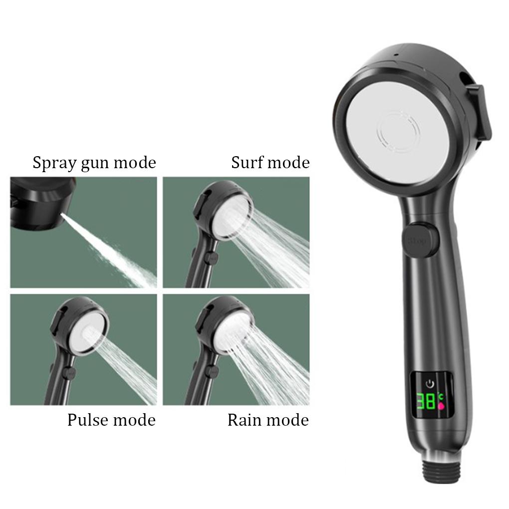 Shower Digital Temperature Display Bathroom Rainfall Spray Bath Shower Pressurized Universal Replacement Sprayer