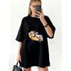 Oversized T Shirt Dress Black Horse Riding Graphic Print Casual Wear For Women