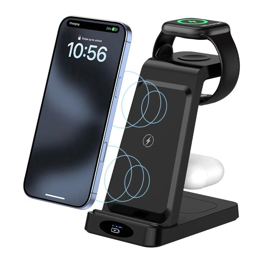 3-In-1 Wireless Charger Holder for iPhone17 16 15 14 13 12 Pro Max Plus Airpors Apple Watch Samsung S25 Fast Charging Station