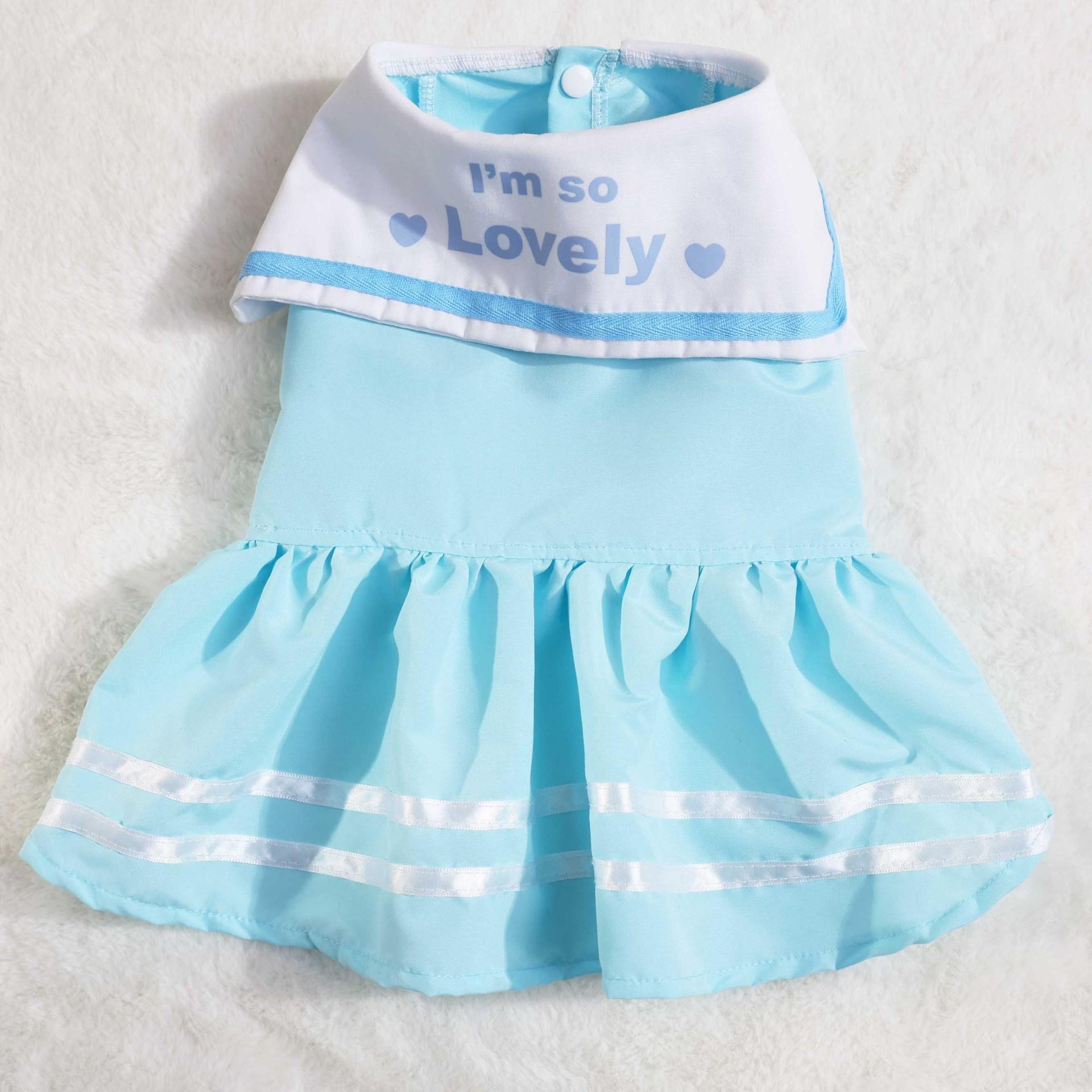 

Summer clothes new pet navy collar clothes pet dog dog cat dress breathable comfortable factory 2XL небесно-голубой