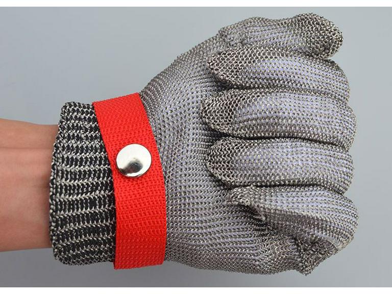 Guante individual de acero inoxidable 316 resistente a cortes de cinco dedos
