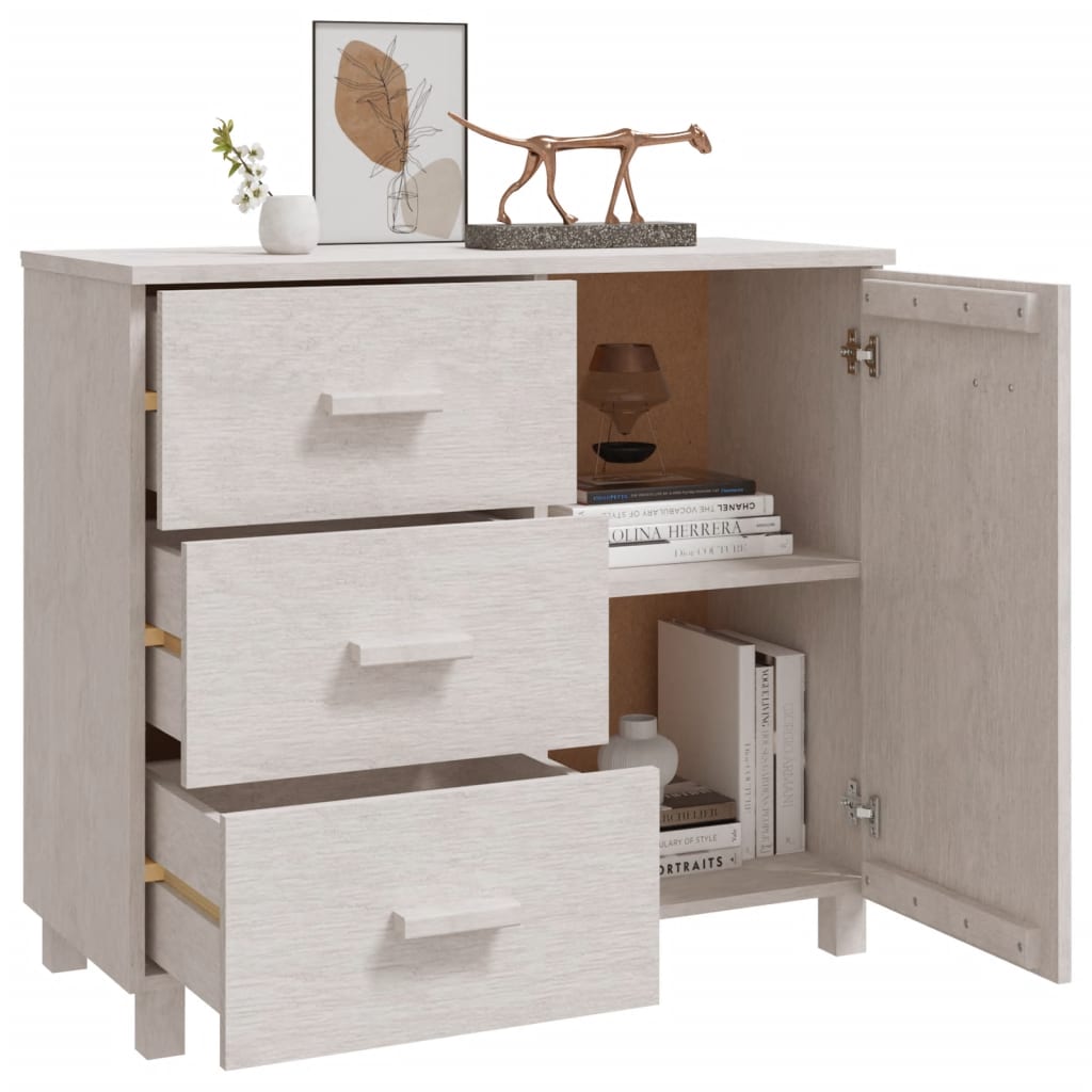 Hamar Sideboard White 90 X 40 X 80 Cm Solid Pine Wood