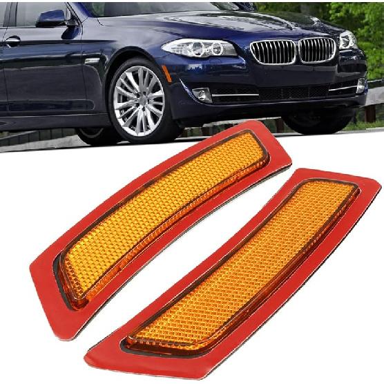 Front Bumper Side Marker Lights Reflector Compatible With 2011-2016 BMW F10/F11 5 Series 528I 528Ix 535I 550I(Amber Lens) Amber Lens