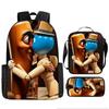Three-pack Lightweight Children's School Bag Set, School Bag + Lunch Bag + Pencil Bag, Printed School Bag Set