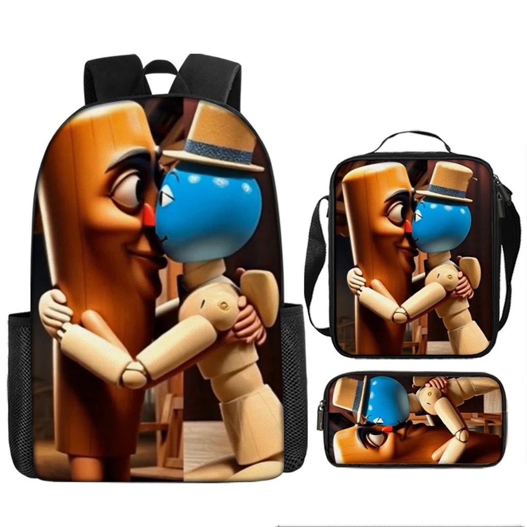 Three-pack Lightweight Children's School Bag Set, School Bag + Lunch Bag + Pencil Bag, Printed School Bag Set