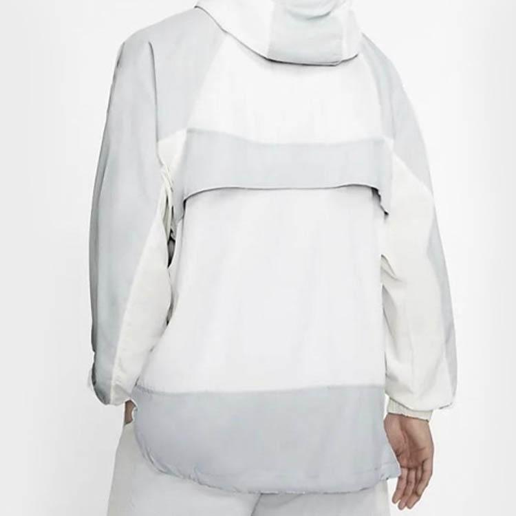 Nike Retro Color-Block Volná Tkaná Bunda s Kapucí na Poloviční Zip Pánská Bunda Bílá BV5386-100