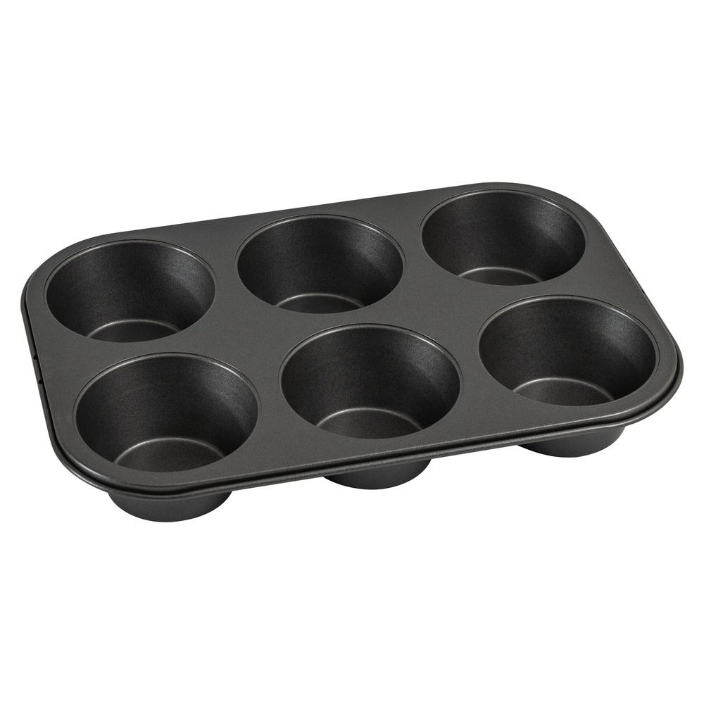 

6-Cup Non-Stick Muffin Baking Pan Carbon Steel Cupcakes Mould Tray Bakeware чёрный