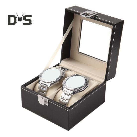 Watch Storage Box with Transparent Window And Lock Wooden Bracelet Organizer Faux Leather Dustproof Jewelry Storage Case