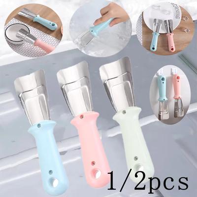 1/2Pcs Stainless Steel Freezer Scraper Deicing Tool Portable Refrigerator Ice Cleaning Shovel Household Defrosting Kitchen Acces