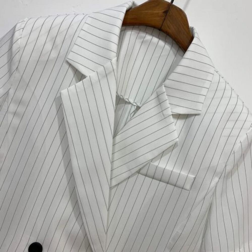 C S In The Room 2Size Former Stripe Shoulder Pad Double Slit Short Sleeve jaCket