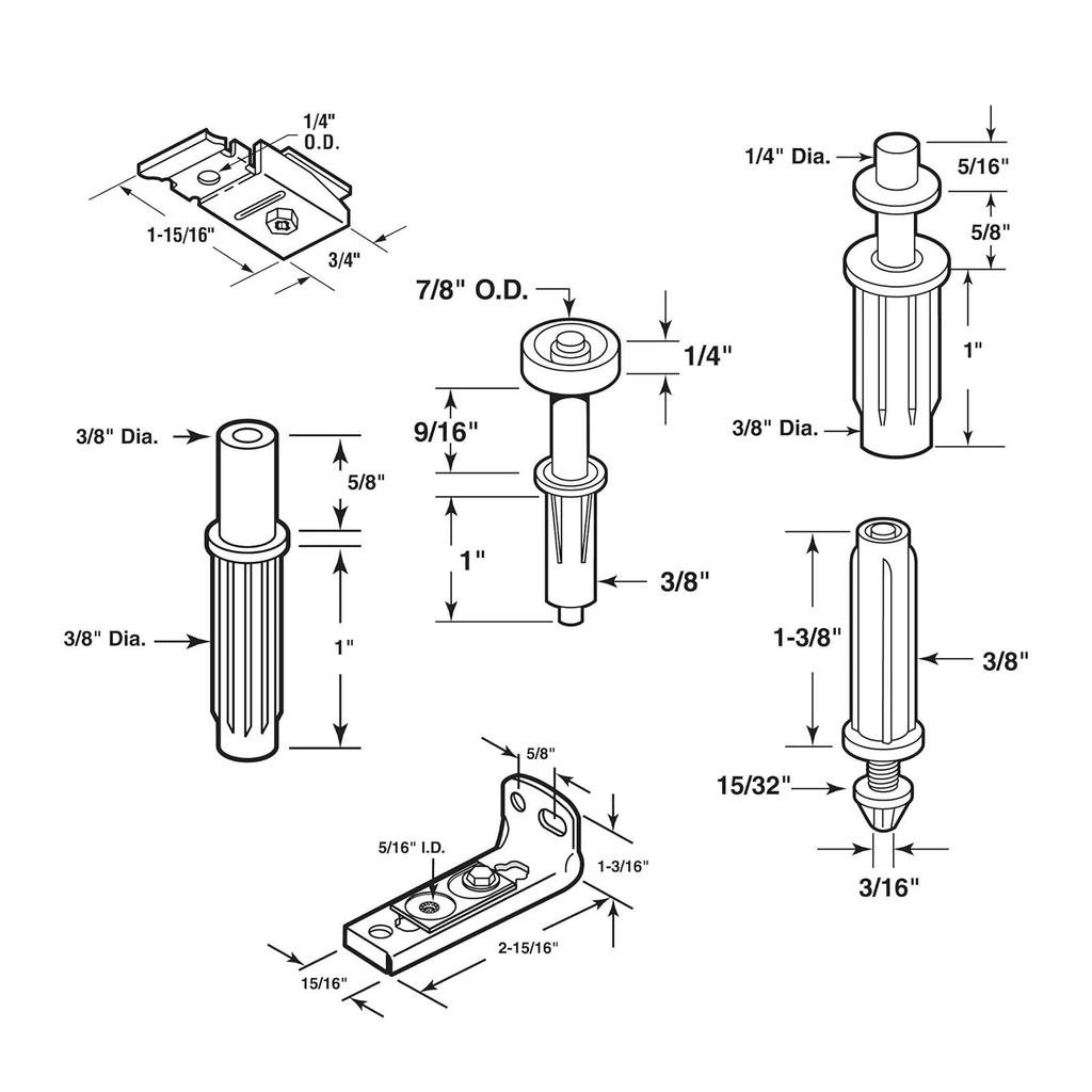 Bifold Door Hardware Set pivots and Guide Wheel Stainless Steel Door Repair Set