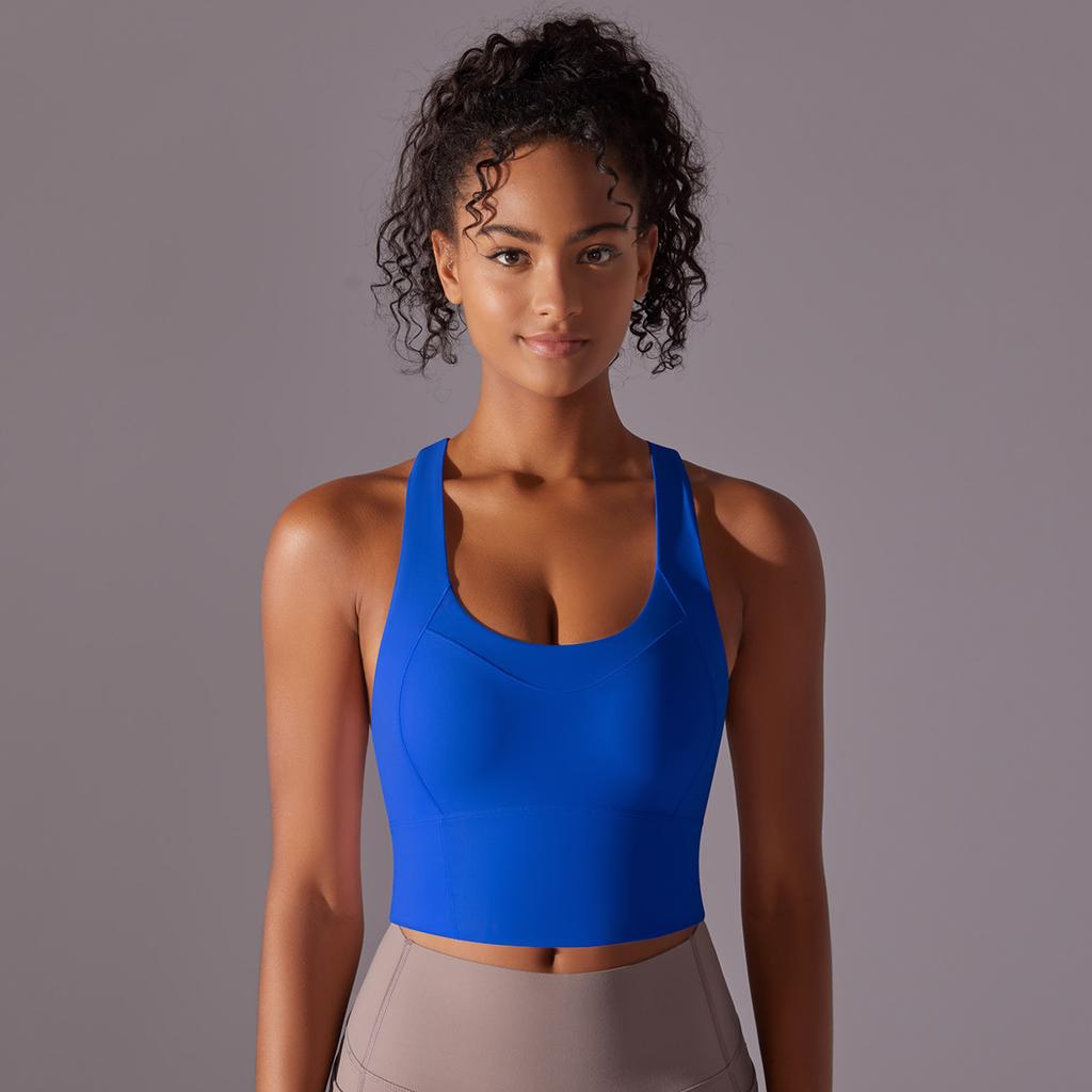 New Naked Sports Underwear Sexy Cross Back Yoga Bra Shockproof Gathering Running Training Fitness Vest For Women