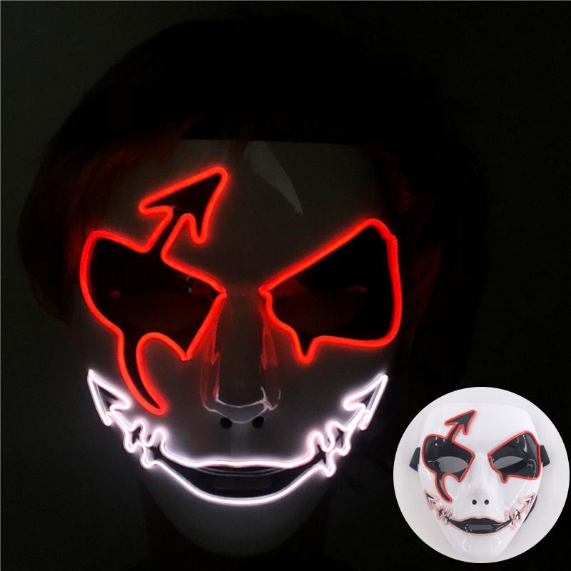 Glowing Hand-painted devil Mask Halloween Carnival Masquerade Cosplay Horror Mask Spooky atmosphere props Scary Halloween Props