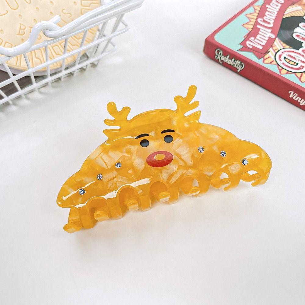 PVC Christmas Elk Hair Claw Deer Snowman Hair Clip Kawaii Santa Claus Shark Clip  Wash Face