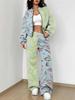 Casual Fashion Autumn and Winter New European and American Women's Clothing Color Flower Printing Suit Women