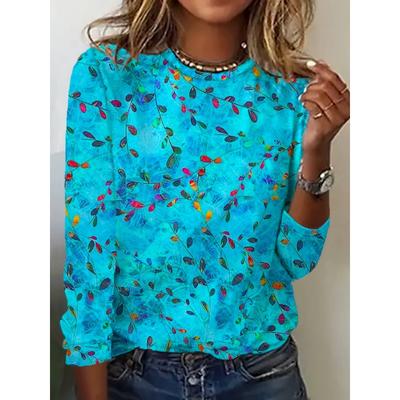 Damen 2026 Frühling, Sommer, Herbst und Winter Neu Lockerer Pullover Große Größe Design Bedrucktes Oberteil Rundhals Langarm T-Shirt