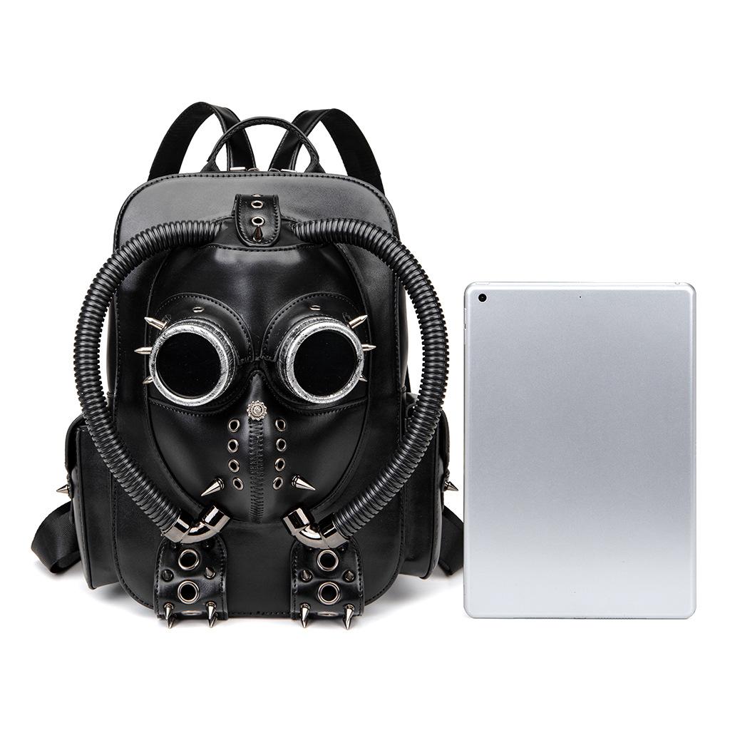 Halloween Gothic Ladies Backpack, Medieval Plague-Themed Skull Head Creative Schoolbag