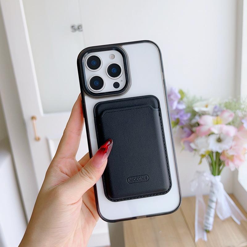 Magnetic Card Slot Clear Phone Case For iPhone 16 Pro Max 15 14 Pro 13 12 11 for Magsafe Shockproof Metal Lens Frame Protection Cover