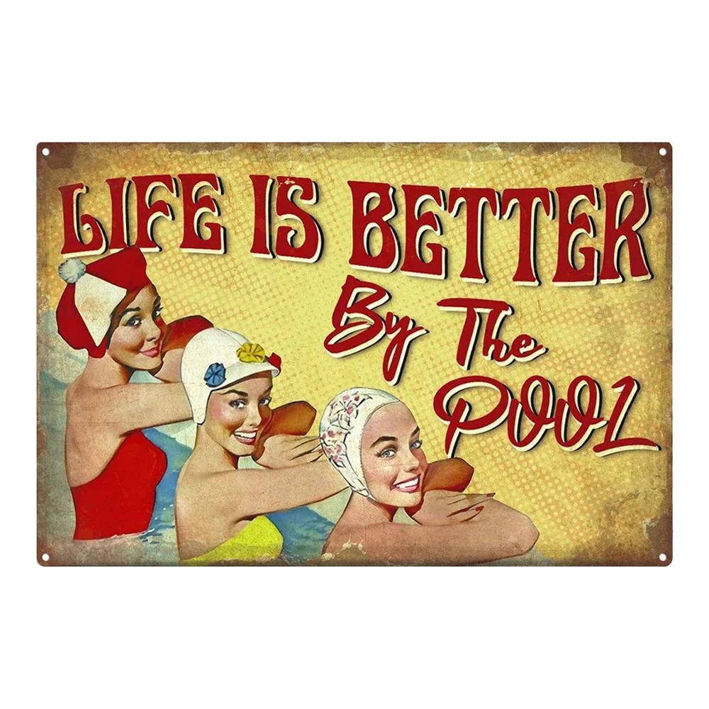 Pool Rules Sign for Outdoor, Backyard Metal Swimming Pool Sign, No Diving No Running No Peeing No Lifeguard On Duty Sign