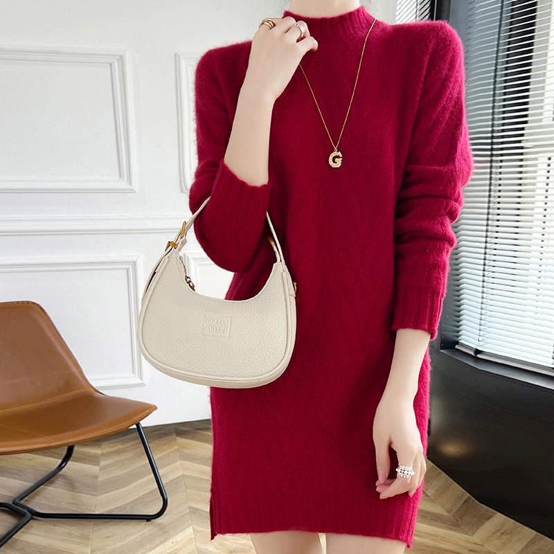 Sukienka damska z kaszmiru Qinghe kaszmir 30% kaszmir 70% wełna jesienno-zimowa spódnica z kaszmiru miękka i ciepła